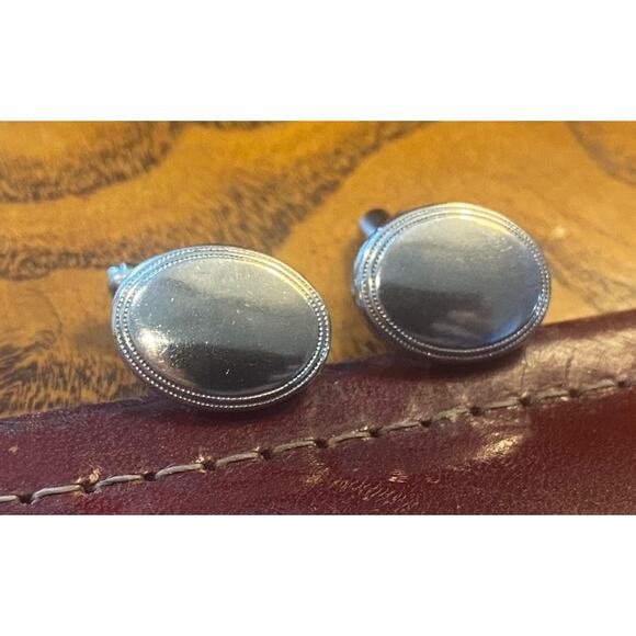 VTG Silver Tone Cufflinks, Great Design for Monogram - Picture 1 of 3
